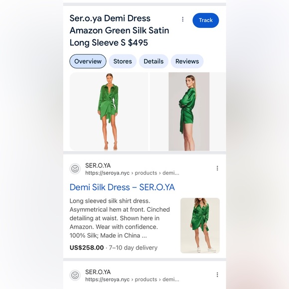 SER.O.YA Silk Midi Length Dress, deep green - Picture 15 of 16